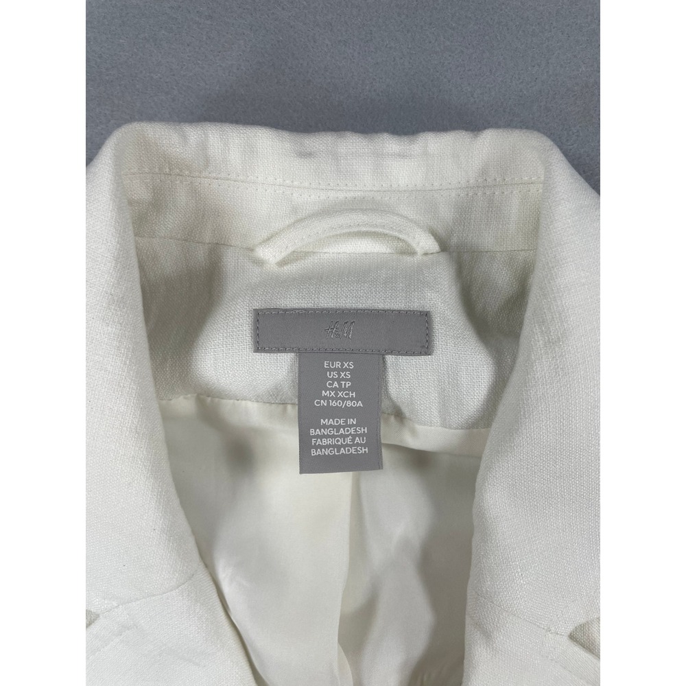 H&M Blazer Dress Womens Linen Blend Slim Fit White XS - Picture 2 of 9